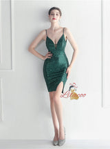 Spaghetti Straps Sequins Mini Prom Dress