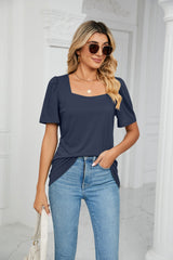 Solid Color Short Sleeve Loose T-shirt