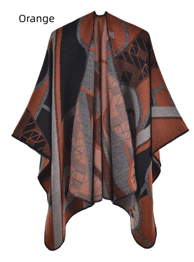 Thickened Cashmere Split Cloak Shawl