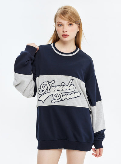 Loose Stitching Round Neck Top