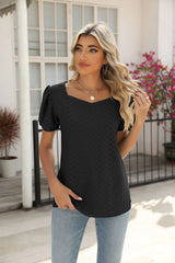 Solid Color Bubble Short Sleeve T-shirt