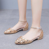 Leisure Pointed Low Heel Rhinestone Bride Shoes