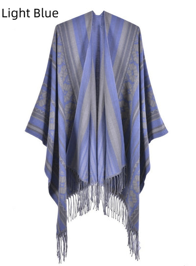 Jacquard Shawl Split Thick Cloak