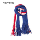 Warm Scarf Striped Solid Color Fringed Wool Scarf