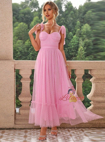 Straps Tulle Long Party Dress