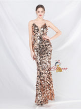 Mermaid Sequins Spaghetti Straps Prom Dress