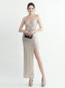 Spaghetti Straps Sequins Split Prom Dress