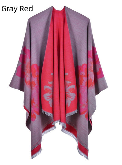 Jacquard Split Padded Warm Split Shawl