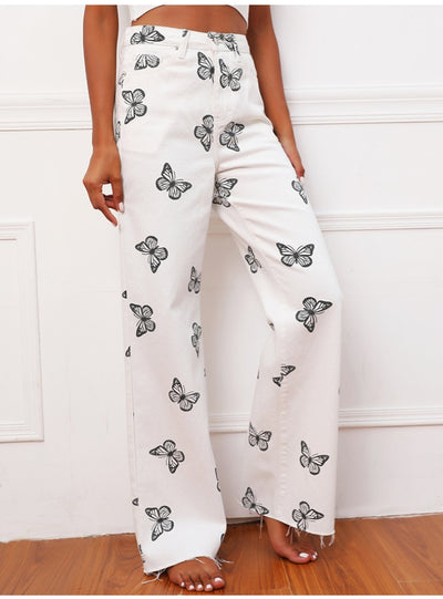 Loose Casual High Waist Straight Wide-leg Pants