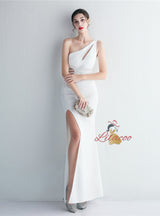 One Shoulder Split Prom Dress