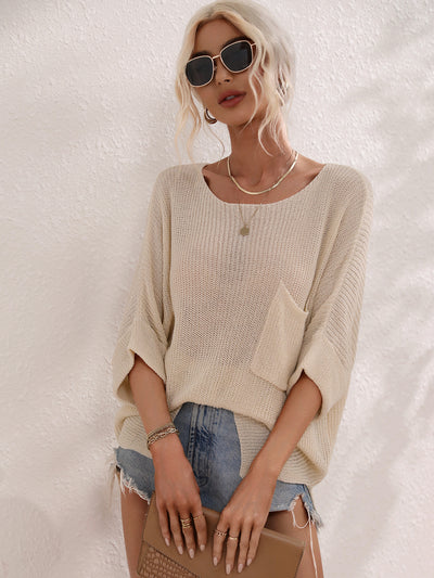 Loose Solid Color Pullover Knitting Sweater