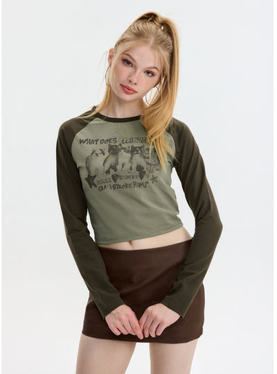 Long Sleeve Retro Contrast T-Shirt
