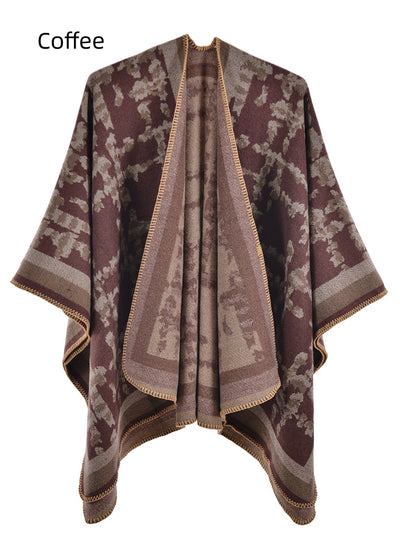 Retro Camouflage Plaid Split Shawl