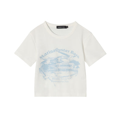 Waffle Plaid Printed Short Sleeve T-shirt