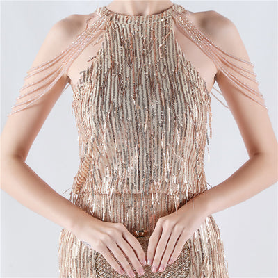 Halter Sequins Beading Short Prom Dress