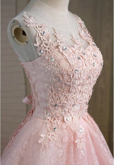 Red Lace Beading Homecoming Dress