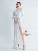 Long Sleeve Sequins Mermaid Prom Dress
