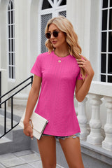 Solid Color Round Neck Short Sleeve T-shirt
