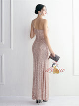 Sequins One Shoulder Split Prom Dress