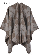 Ethnic Diamond Cashmere-like Split Cloak Coat