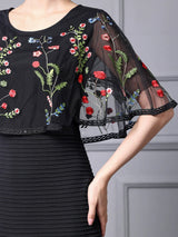 Black Lace Embroidery Mother of the Bride Dress