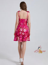 Slim Embroidered Flower Dress