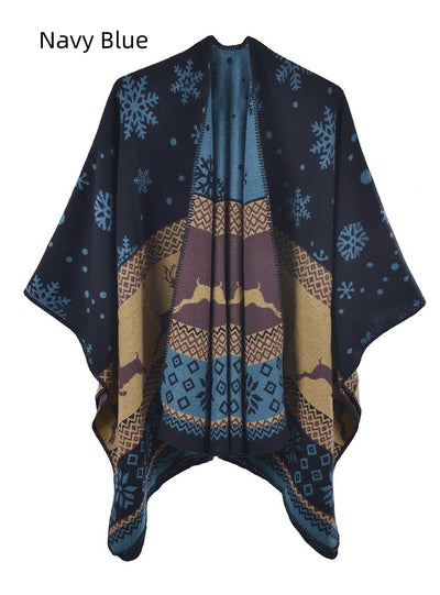 Split Scarf Shawl Double-sided Knitted Shawl