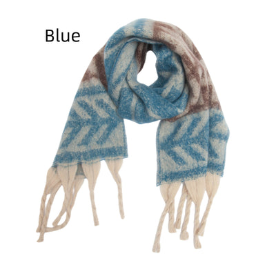 Women Thick Fringed Leaf Scarf
