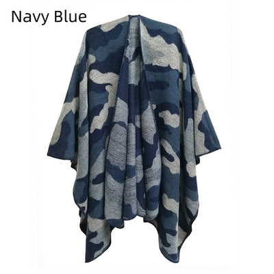 Jacquard Thick Camouflage Split Shawl