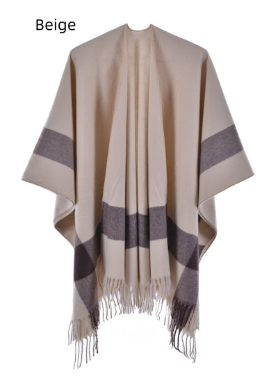 Knitted Double-sided Plaid Cashmere Shawl