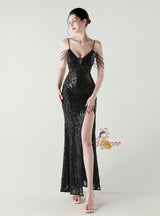 Mermaid Spaghetti Straps Beading Prom Dress