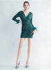 Long Sleeve V-neck Sequins Mini Prom Dress