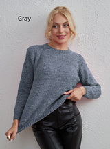 Solid Color Versatile Top Round Neck Sweater