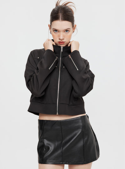 Long Sleeve Zipper Short Coat Jacket