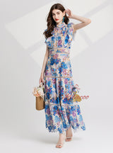 Colorful Printed Embroidered Dress