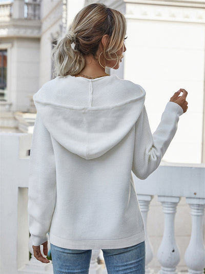 Leisure Hooded Pullover Single-breasted Sweater