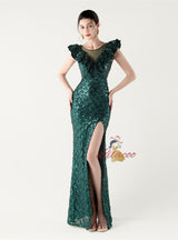 Mermaid Sequins Split Prom Dress