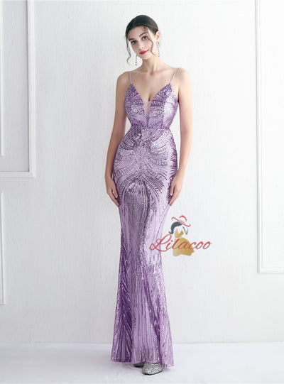 Mermaid Sequins Backless Beading Prom Dress