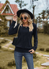 Solid Color Loose Long Sleeve T-shirt
