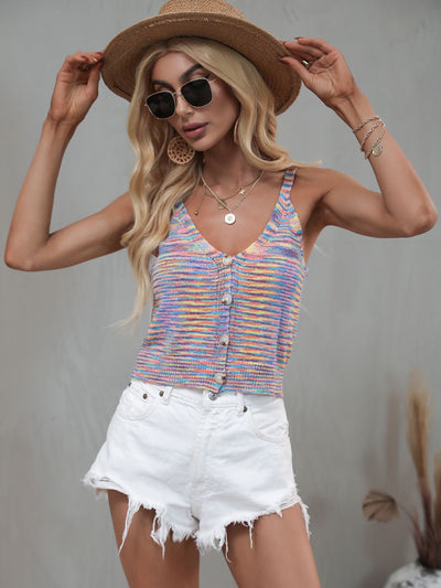 Slim-fit V-neck Top Openwork Sweater