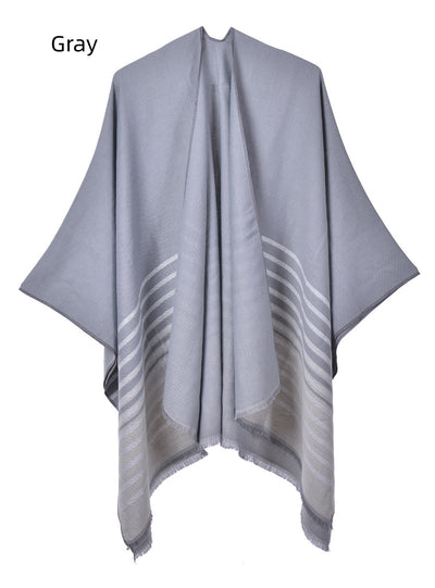 Double-sided Tassel Split Knitted Warm Cloak