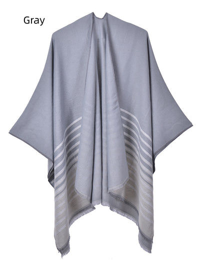 Double-sided Tassel Split Knitted Warm Cloak
