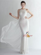 Halter Mermaid Sequins Prom Dress