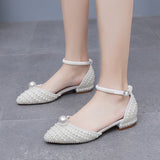 Leisure Pointy Pearl Buckle Bridal Shoes