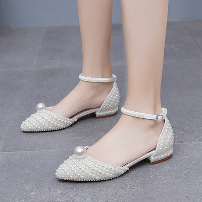 Leisure Pointy Pearl Buckle Bridal Shoes