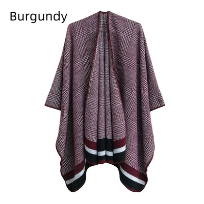 Plaid Split Shawl Ladies' Cloak