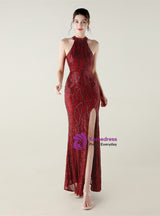 Mermaid Halter Sequins Halter Prom Dress