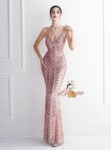 Mermaid Sequins Spaghetti Straps Prom Dress