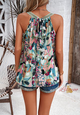 Casual Sleeveless Round Neck Printed Top