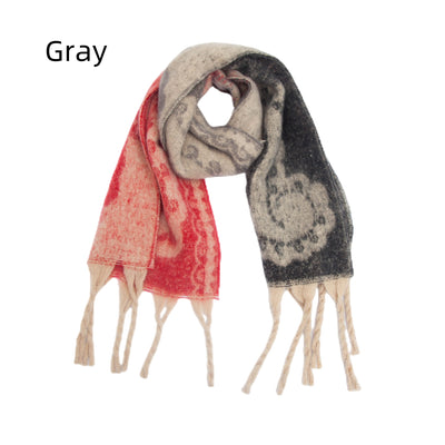 Thick Fringed Jacquard Scarf